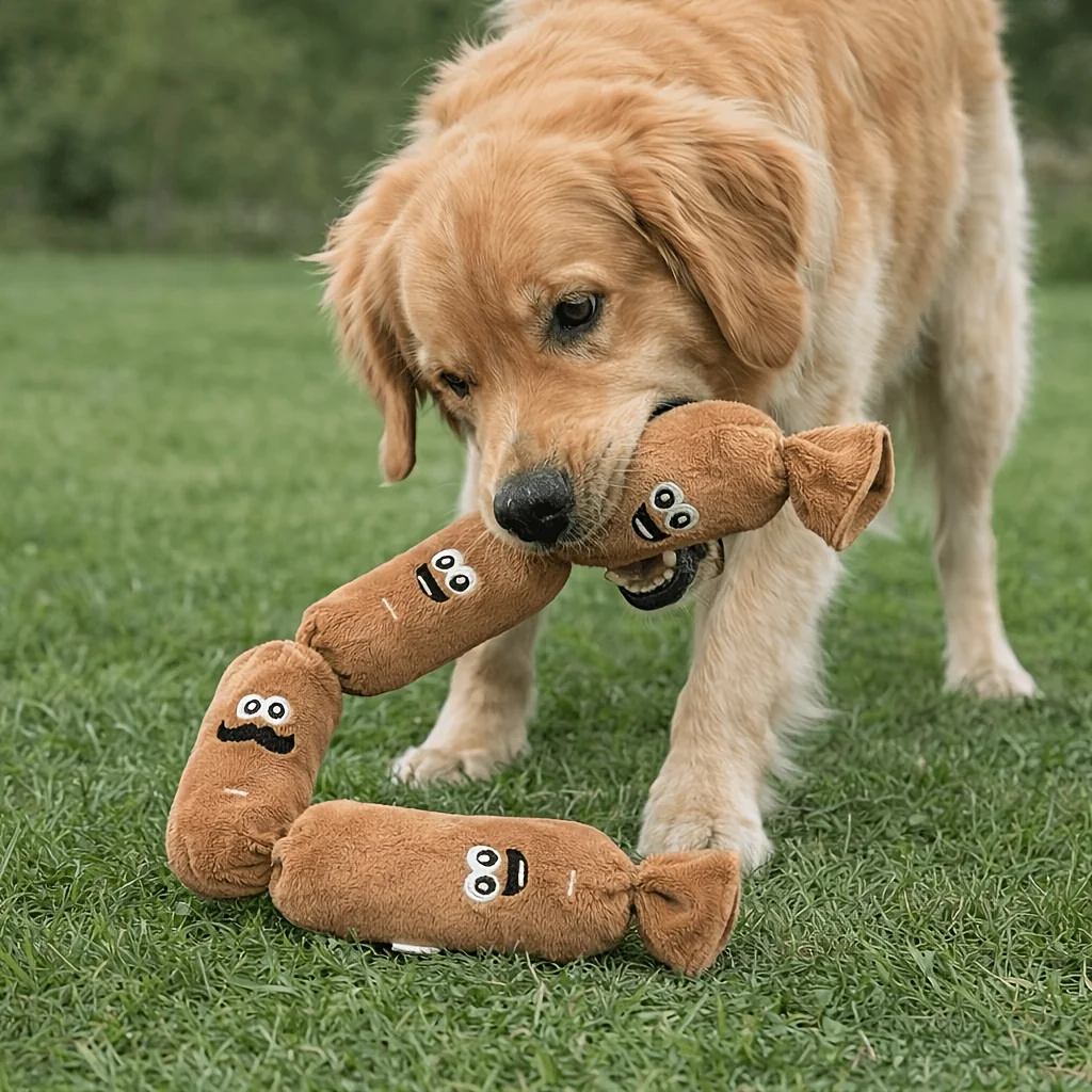 Brinquedo de Pelúcia para Cães Salsicha com Guizo e Som BB Durável - Imagem 4