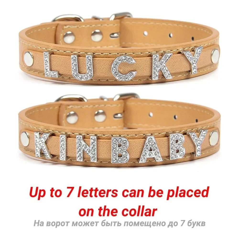 Coleira Personalizada para Cães e Gatos de Couro PU com Strass - Imagem 4