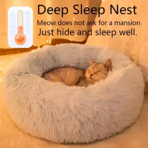 cama redonda de pelúcia para gatos