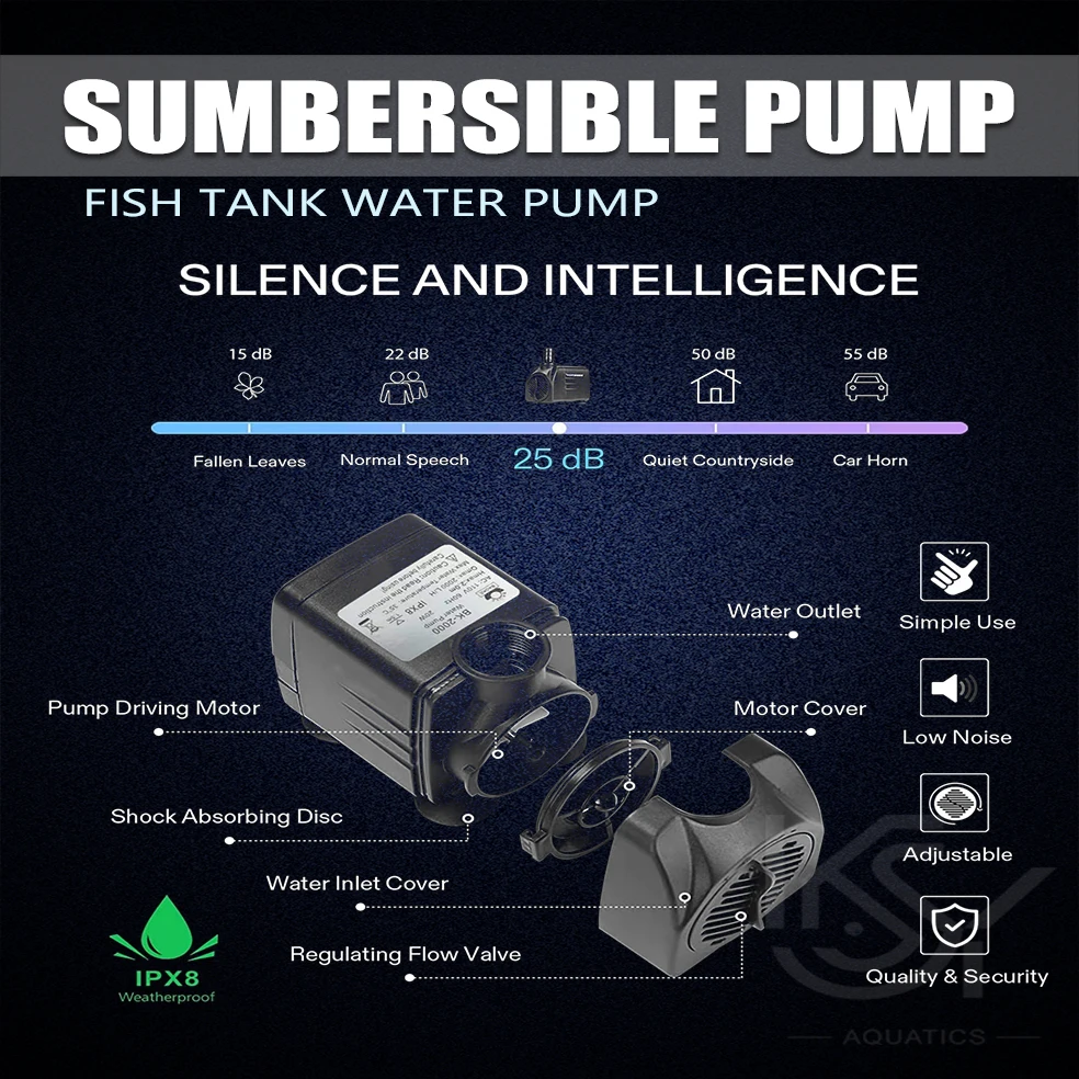 Bomba Submersível para Aquário 3W-25W com Fluxo Ajustável - Imagem 4