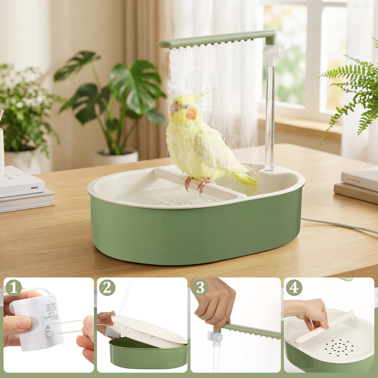 Banheira Automática para Pássaros USB com Fluxo Regulável - Imagem 3