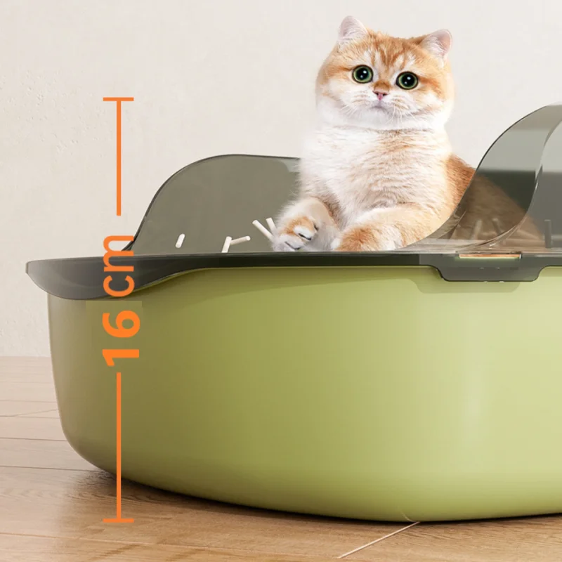 Caixa de Areia para Gatos Semi-Fechada Lado Alto Antirespingos - Imagem 3