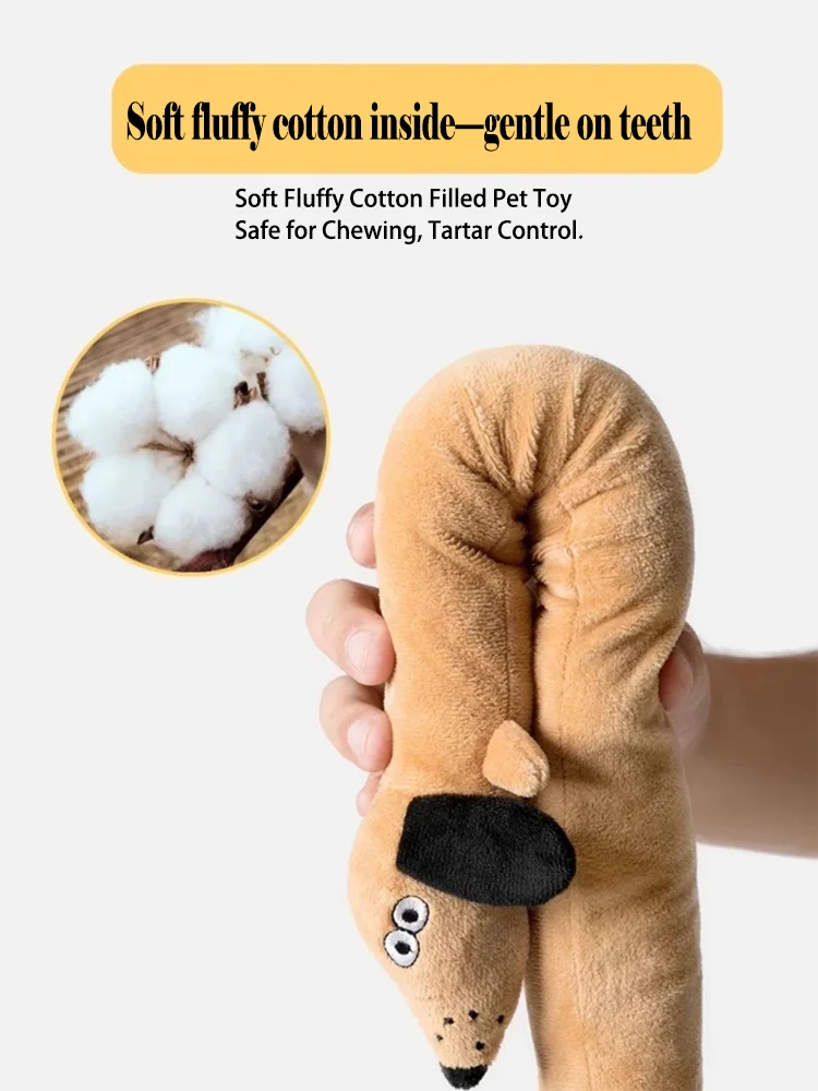Brinquedo de Pelúcia Salsicha para Cães com Som e 8 Estilos de Brincadeira - Imagem 3