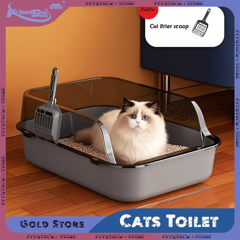 Caixa de Areia Semiaberta para Gatos com Laterais Altas Antirrespingo - Imagem 2