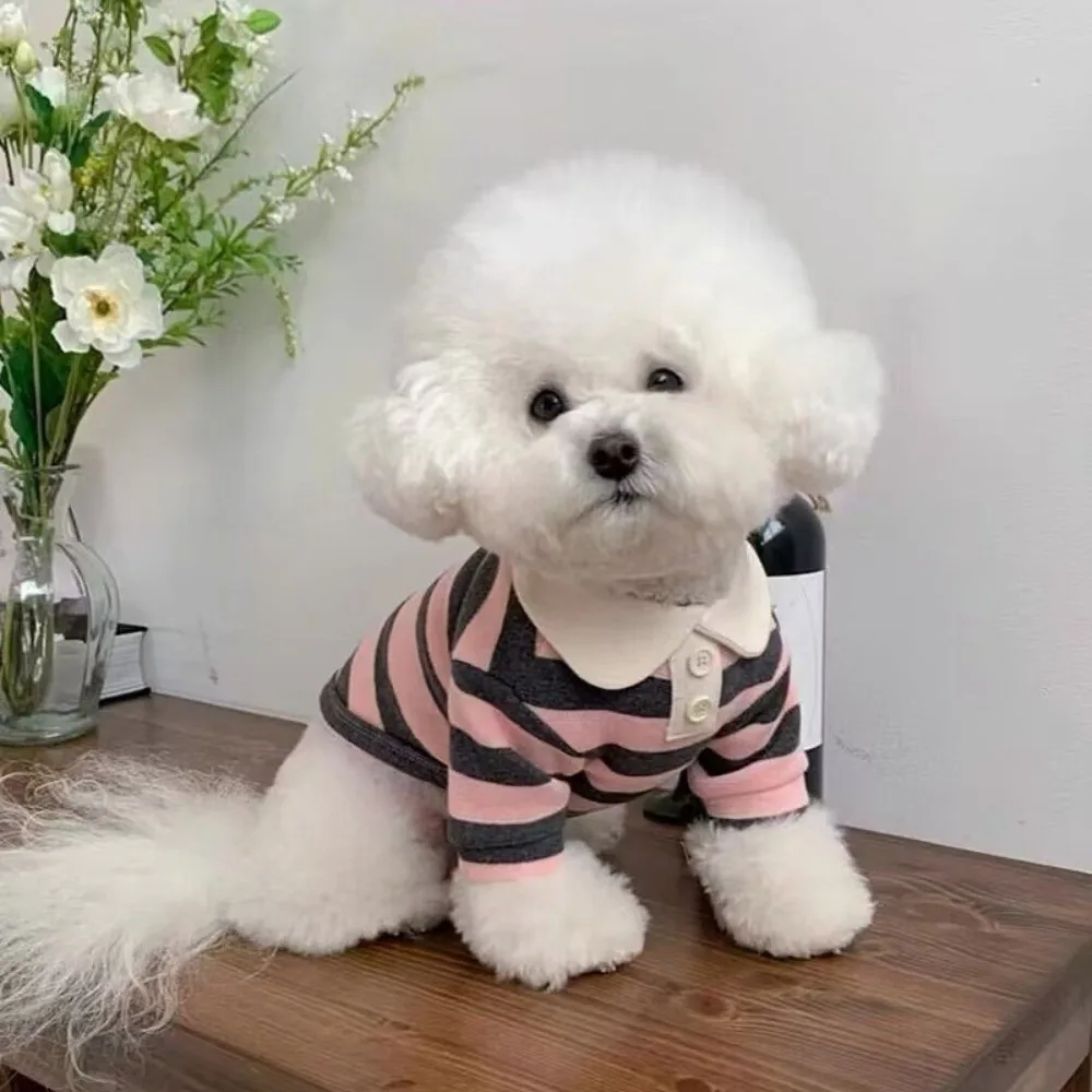 camisa listrada para cães poliéster respirável
