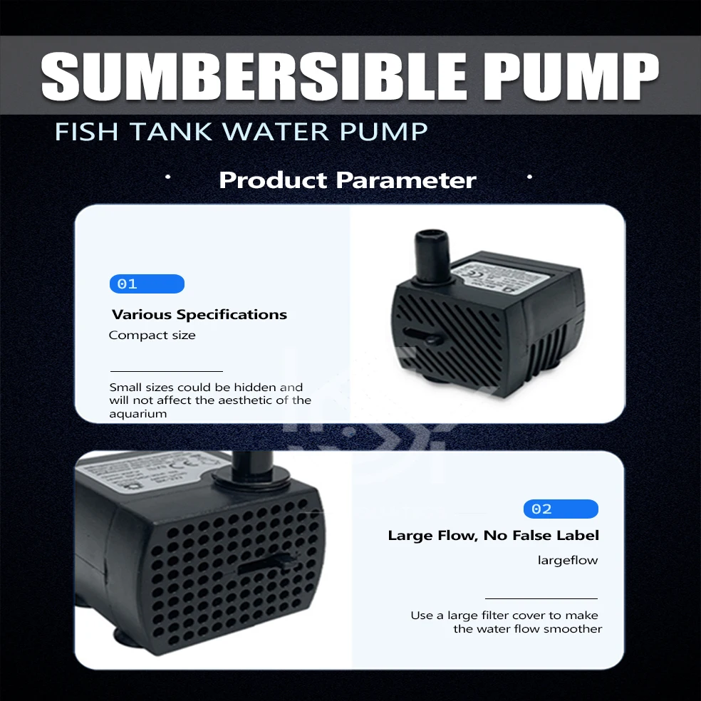 Bomba Submersível para Aquário 3W-25W com Fluxo Ajustável - Imagem 2