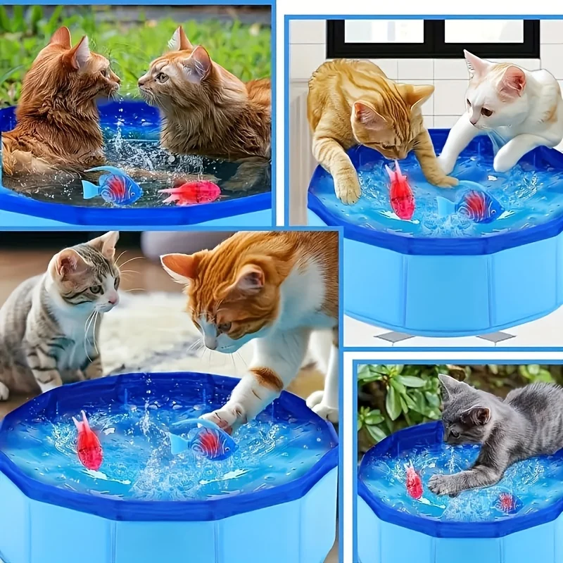 Piscina para Cães e Gatos Azul Dobrável para Lazer ao Ar Livre - Imagem 4
