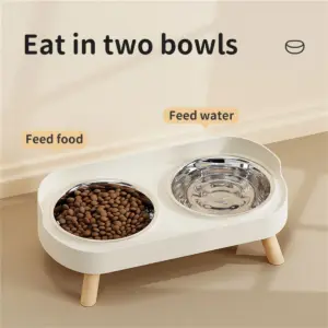 tigela dupla para cães e gatos com bebedouro