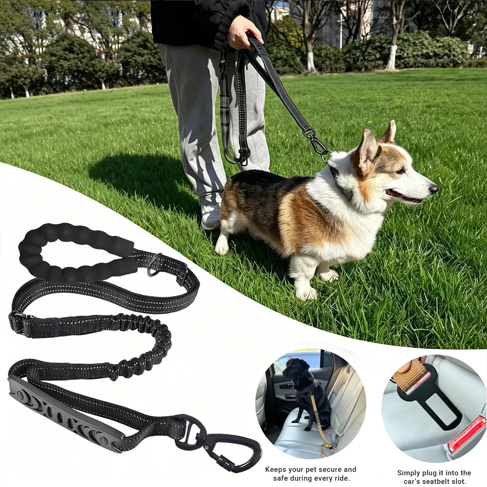 Coleira Tática para Cães Grandes com Bungee e Alça Dupla Acolchoada - Image 2