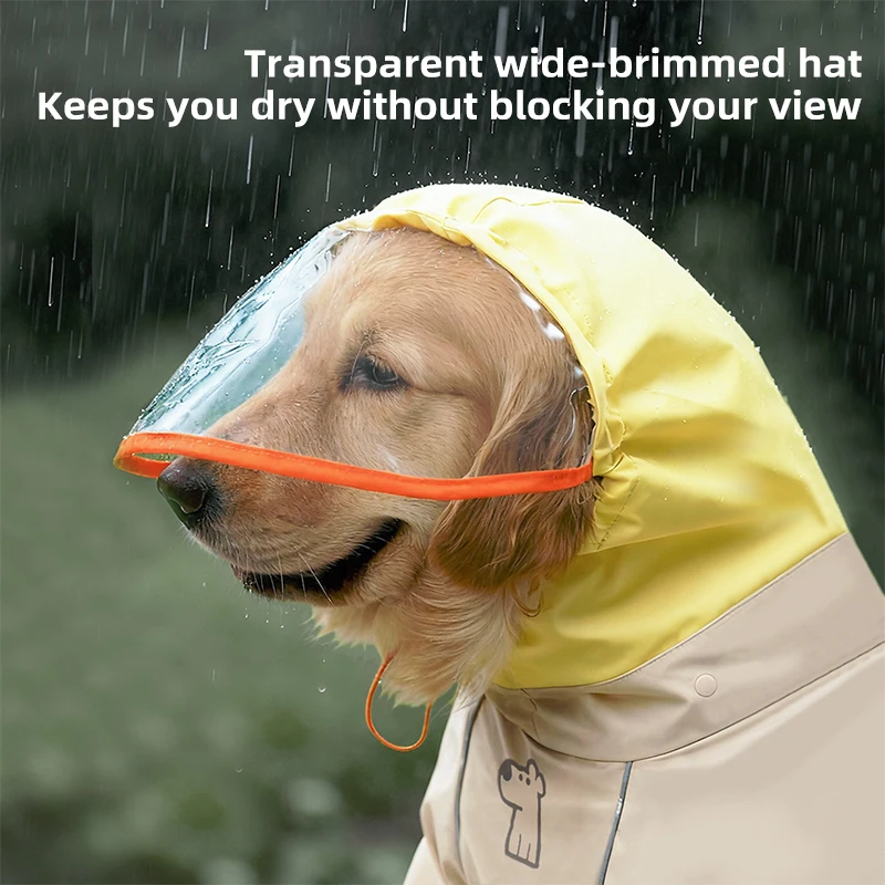 Capa de Chuva para Cães Grandes Impermeável Amarela - Imagem 3