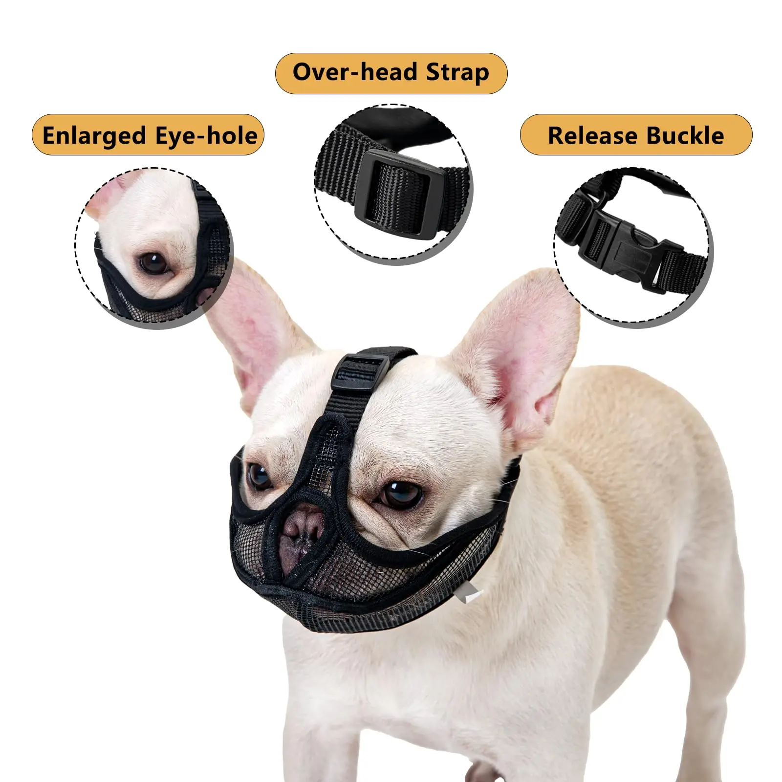 Focinheira para Cães de Focinho Curto Malha Ajustável Respirável - Image 2
