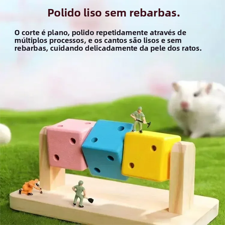 Brinquedo de Roer para Pássaros e Hamsters de Madeira Colorida com Encaixe - Imagem 4
