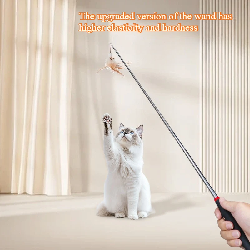 Brinquedo Varinha para Gatos Retrátil 24-86 cm com Cabo Antiderrapante - Imagem 3