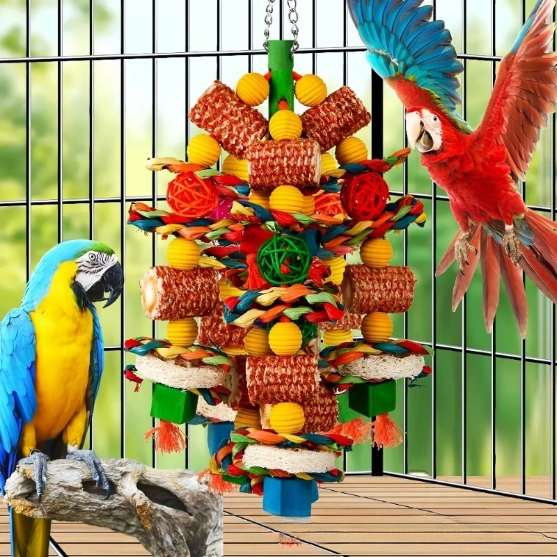 Brinquedo de Forrageamento para Pássaros com Madeira e Rattan - Imagem 5