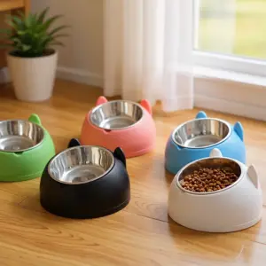 tigela elevada para gatos de aço inoxidável