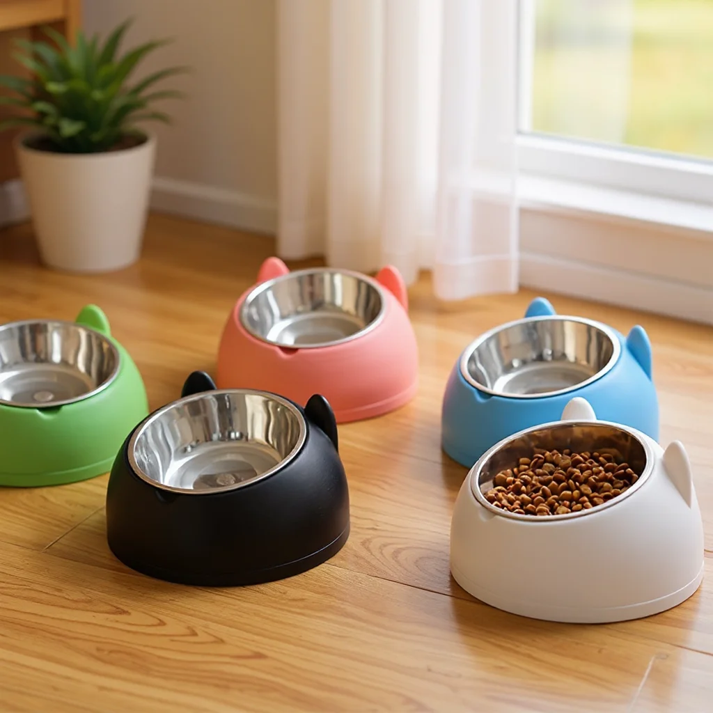 tigela elevada para gatos de aço inoxidável