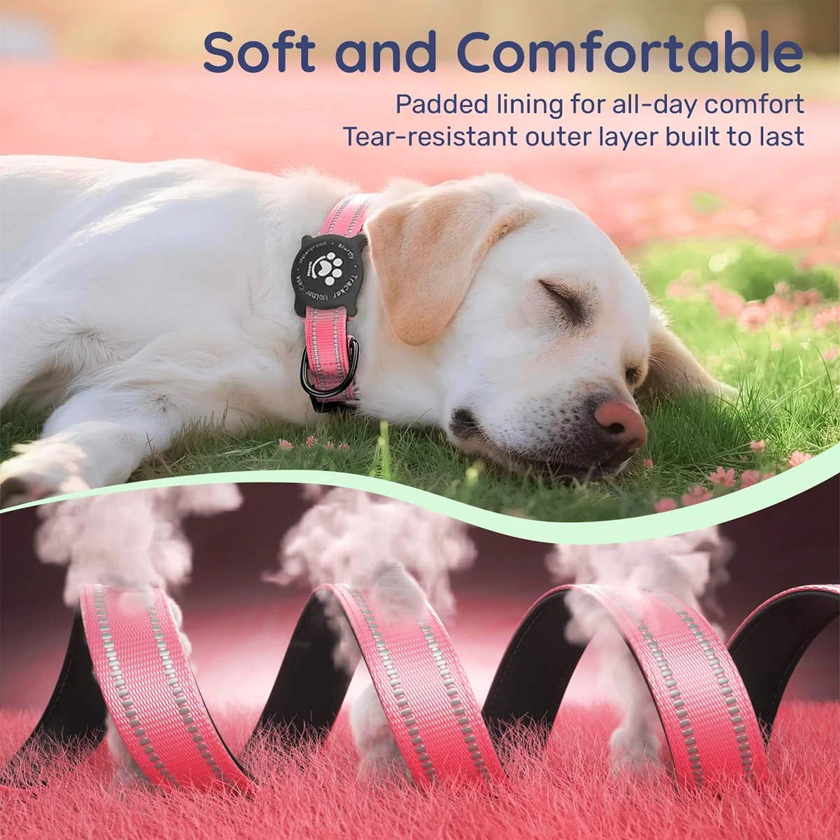 Coleira Refletiva para Cães com Suporte para AirTag, Impermeável - Imagem 5