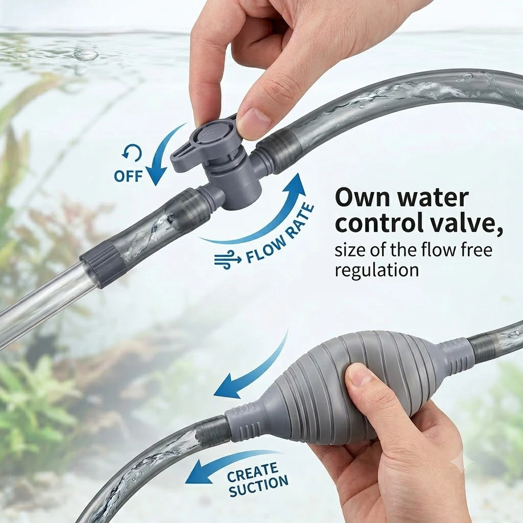 Sifão para Aquário Manual Branco para Troca de Água e Limpeza - Imagem 5