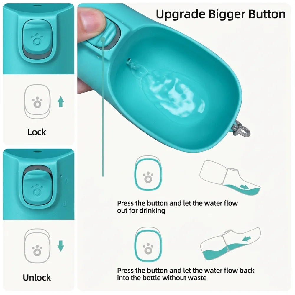 Garrafa de Água Portátil para Cães 550 ml para Viagem e Caminhada - Imagem 3