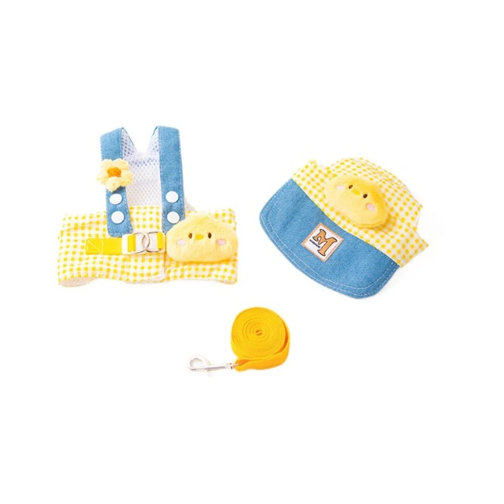 Conjunto Peitoral, Guia e Chapéu para Cães e Gatos, Branco ou Preto - Image 6