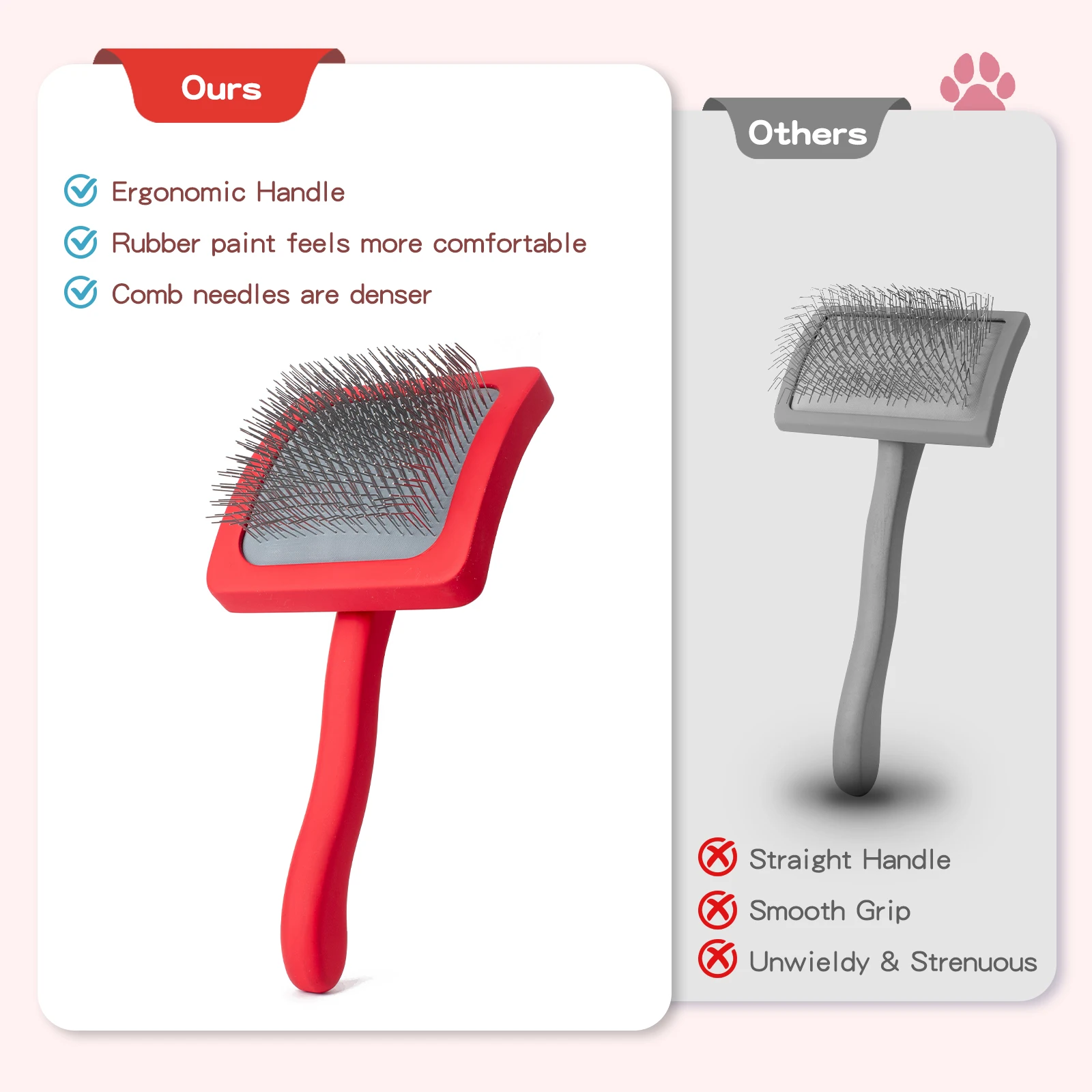 Escova Pet Slicker para Cães e Gatos com Pinos de Aço Inoxidável - Imagem 3