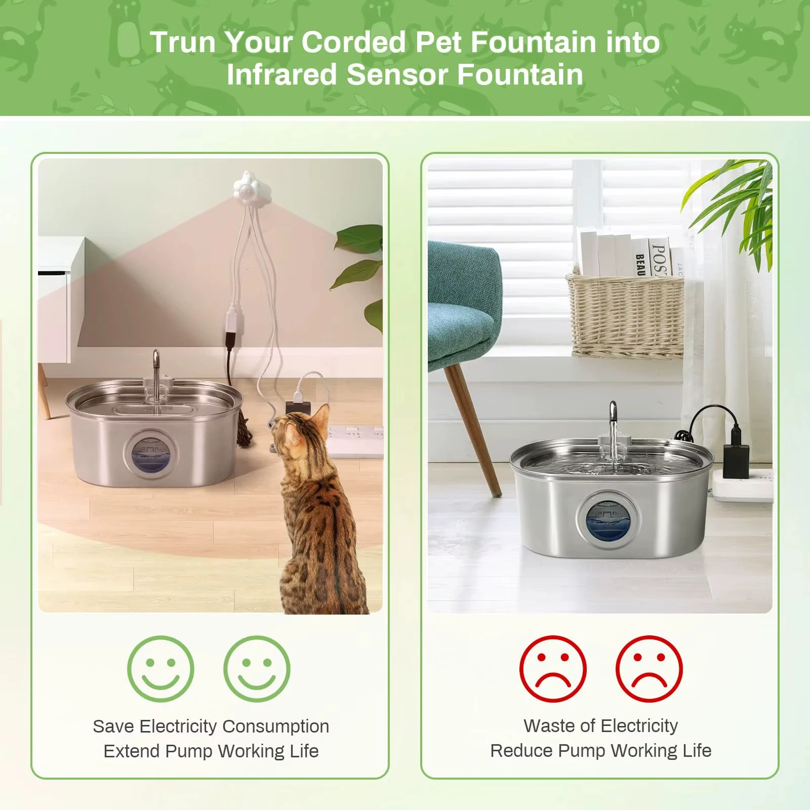 Fonte de Água para Pets com Sensor de Movimento e Filtro USB - Imagem 4