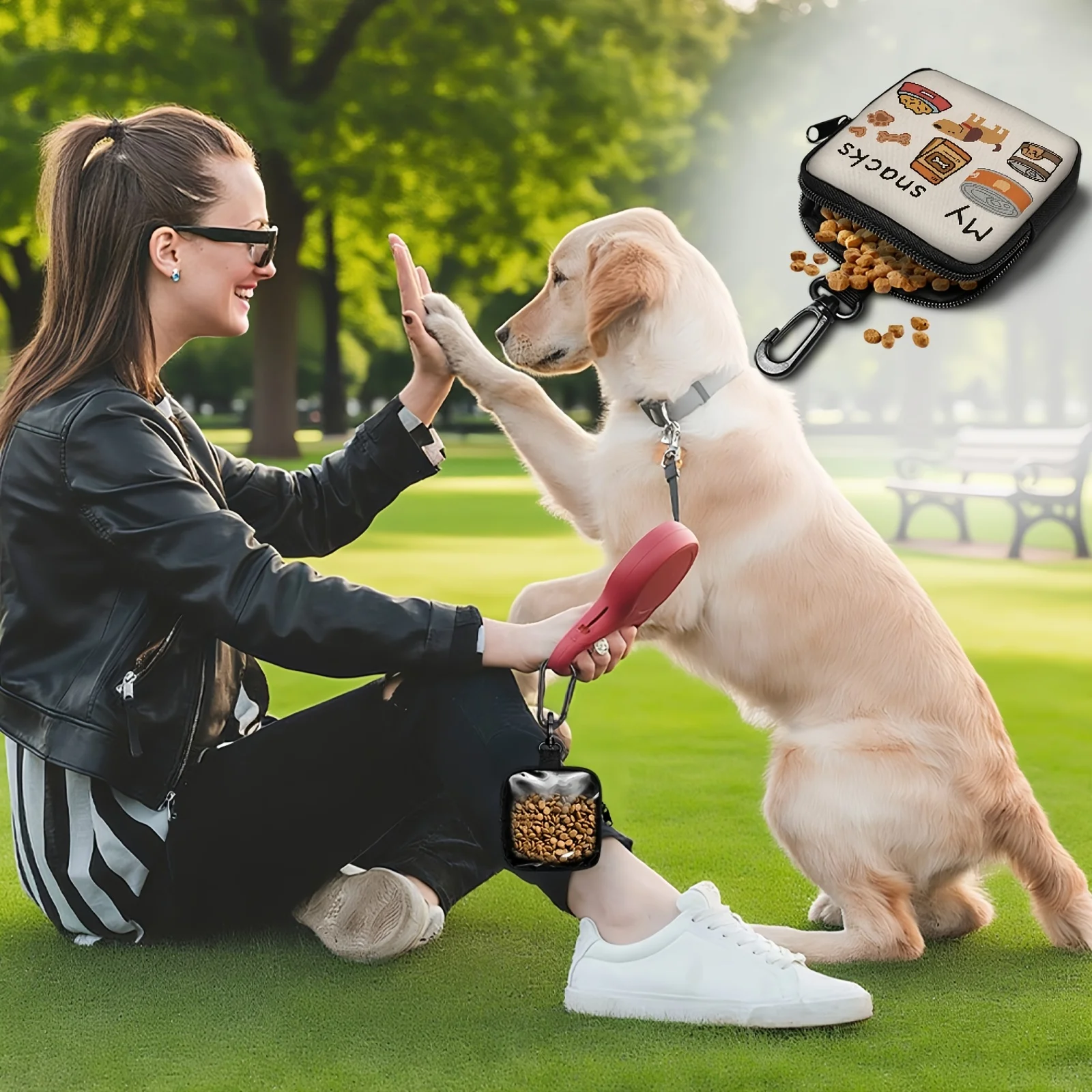 Bolsa para Petiscos de Cães com Gancho e Zíper para Passeio - Imagem 2