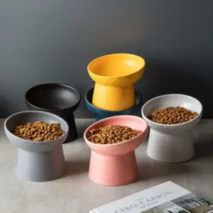 tigela elevada de cerâmica para cães e gatos