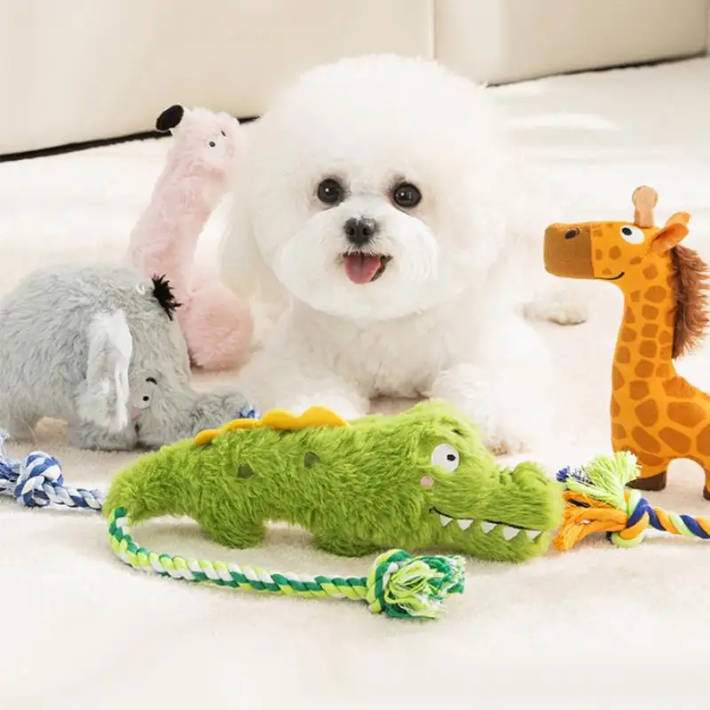 Brinquedo de Pelúcia Pet Zoo para Cães com Apito e Corda de 49 cm - Imagem 3
