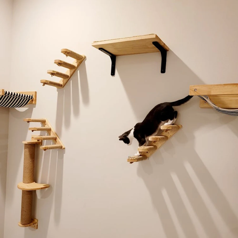 prateleira de parede para gatos com arranhador