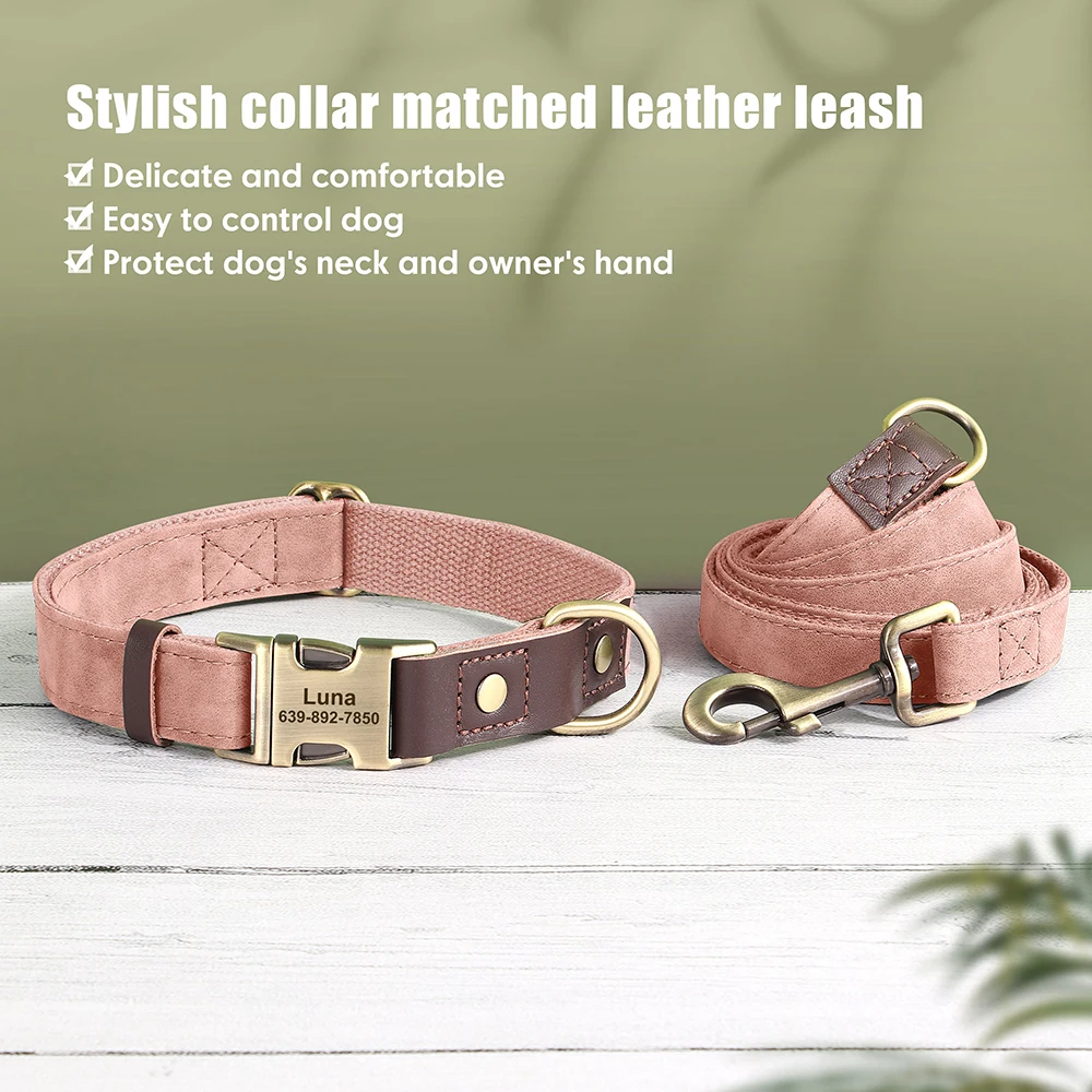 Coleira e Guia para Cães em Couro PU com Personalização Gratuita - Image 4