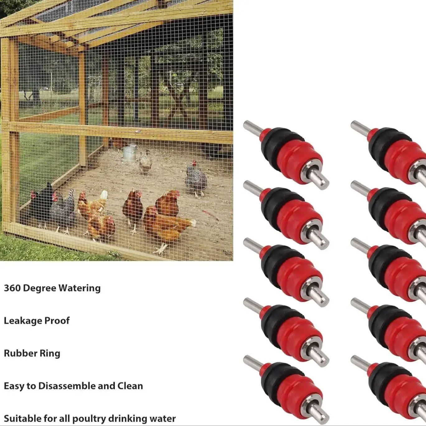 Bebedouro de Bico Farmore para Frangos e Aves 360° Inox - Imagem 3