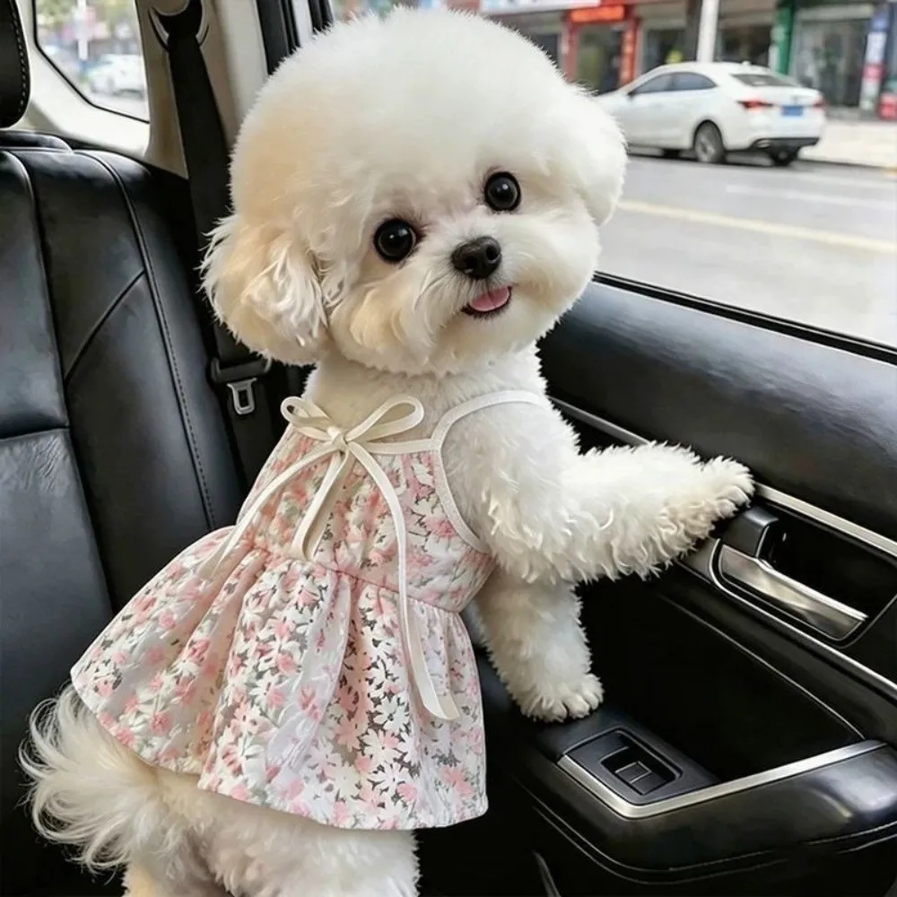 Vestido Floral para Cães de Poliéster Respirável Lavável - Imagem 4