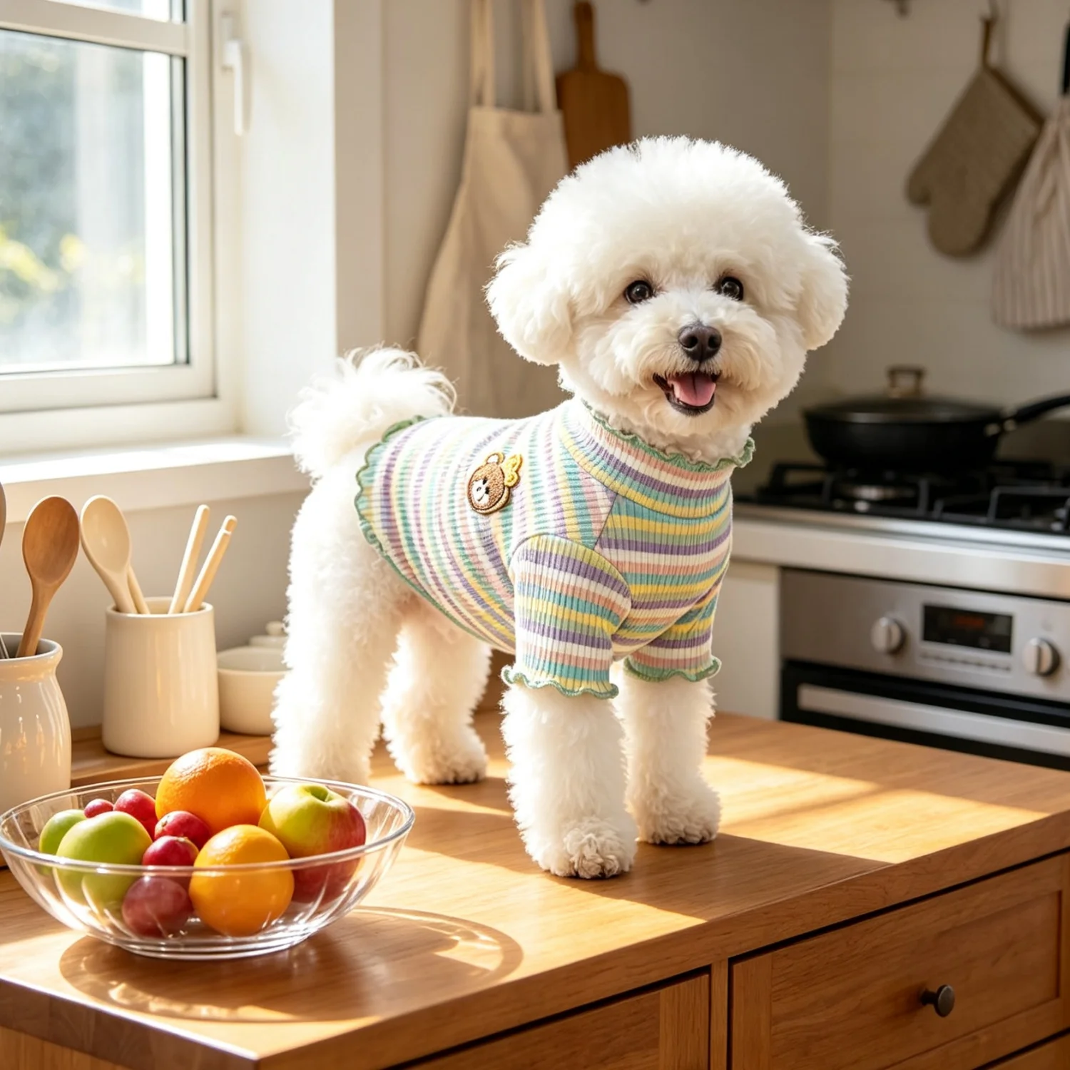 Camisa de Tricô para Cães com Gola Alta e Bordado de Urso - Image 6