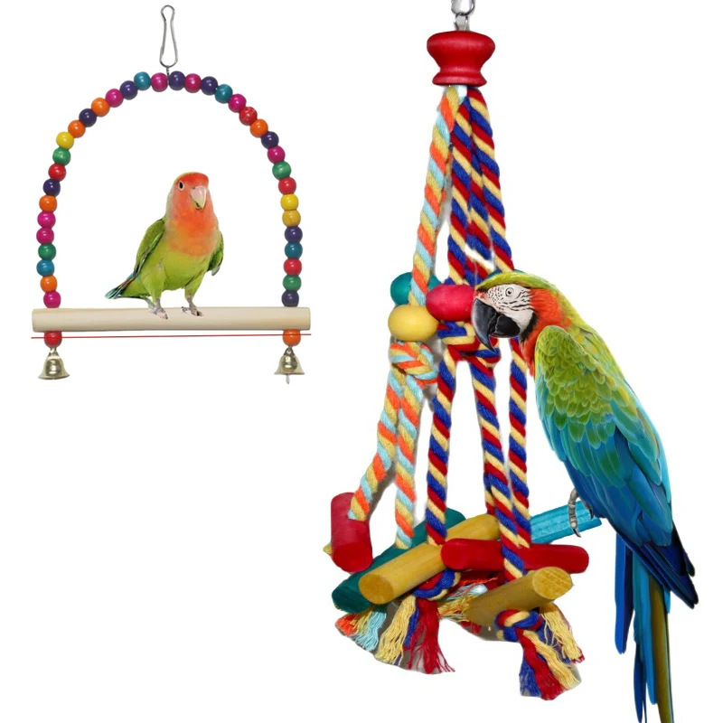 brinquedo de madeira para pássaros com corda