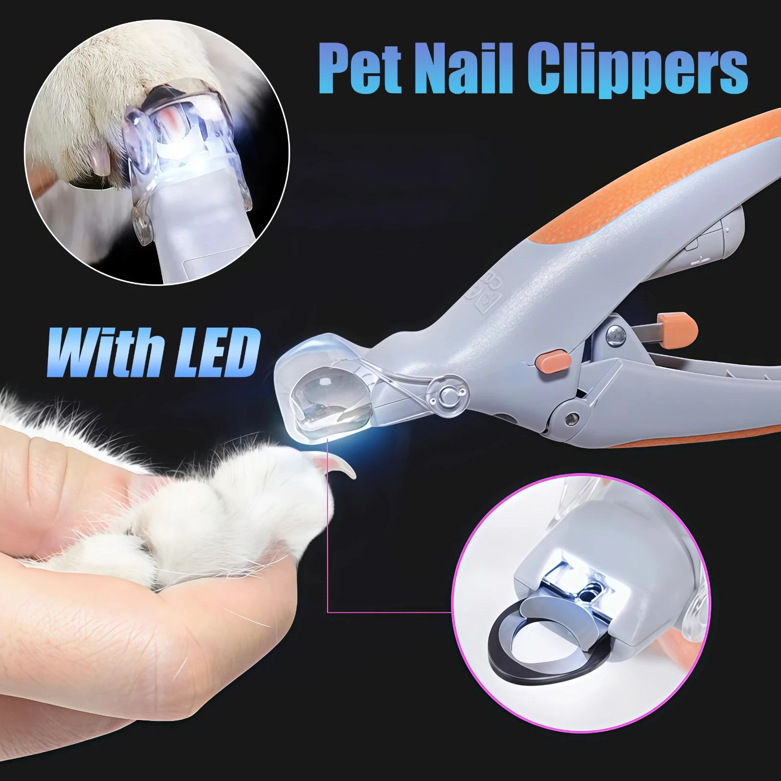 cortador de unhas pet com led