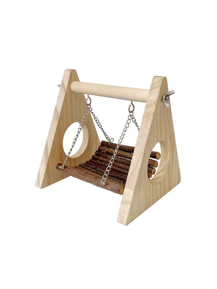 Balanço de Madeira para Hamster com Brinquedo de Mastigar Triangular - Imagem 4