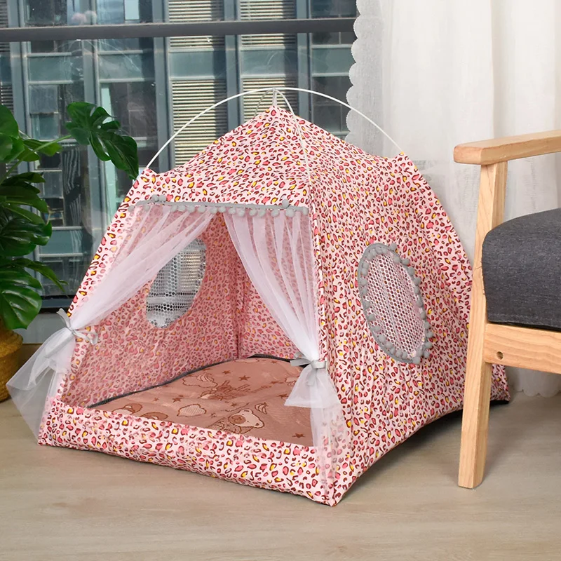 Tenda para Gatos e Cães Pequenos Semifechada Rosa M 36x36x37 cm - Imagem 4