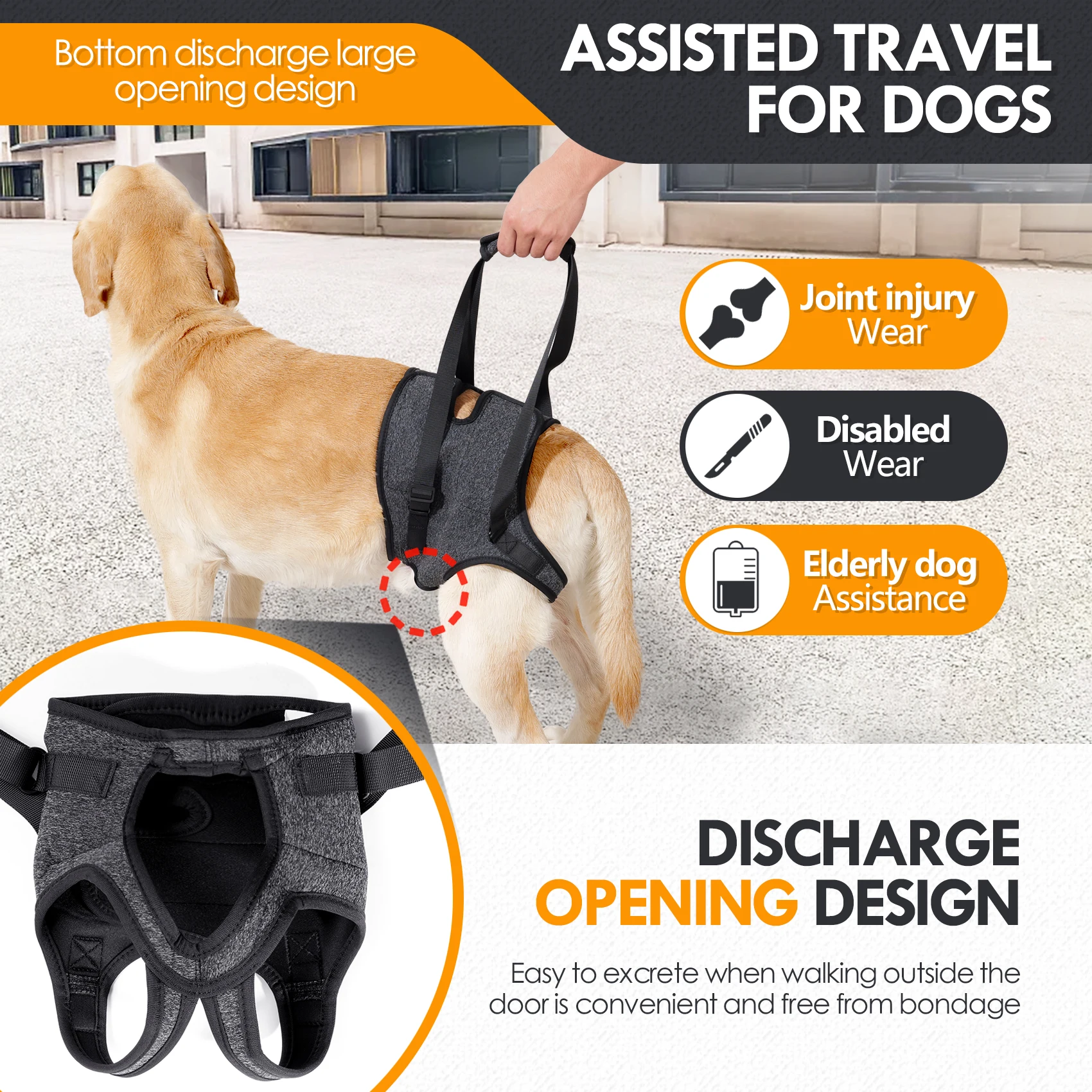 Estilingue para Cães Grandes Suporte para Patas Traseiras - Imagem 3