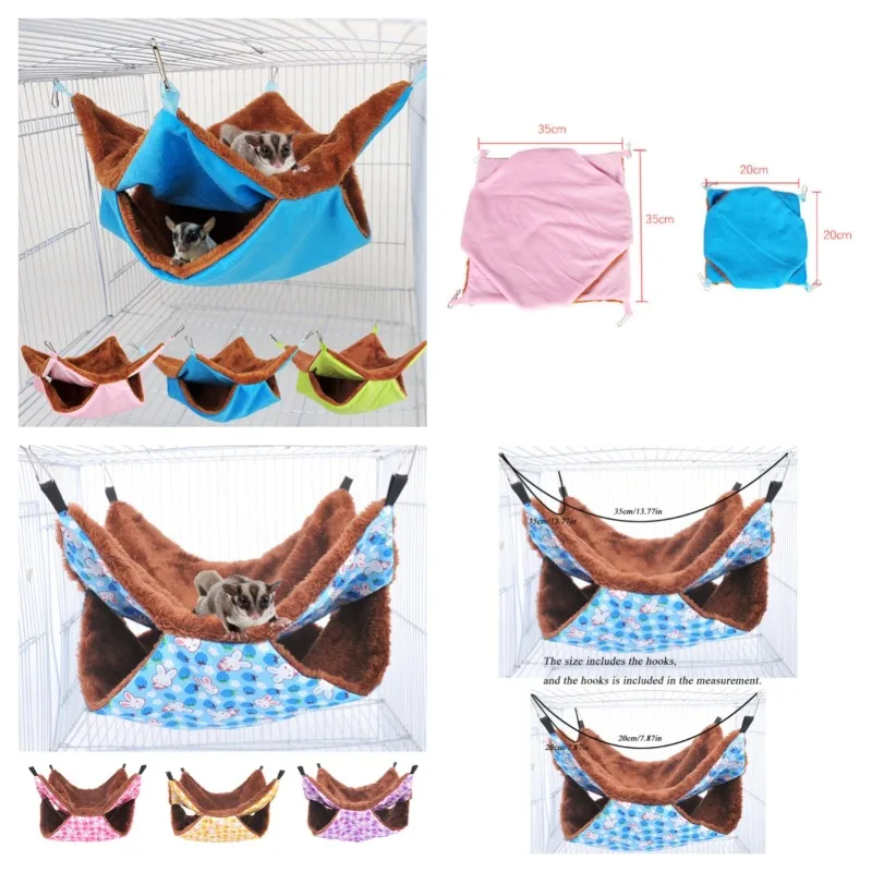 Rede de Pelúcia Dupla Camada para Hamster 35x35 cm com Ganchos para Gaiola - Image 6