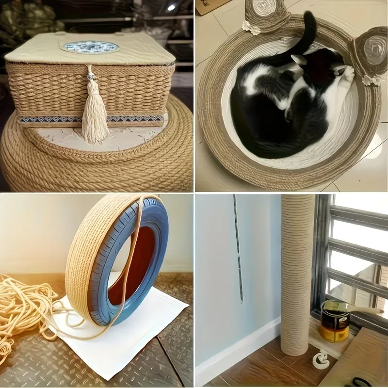 Arranhador para Gatos de Corda de Juta Natural Móvel Amarelo Claro - Image 5