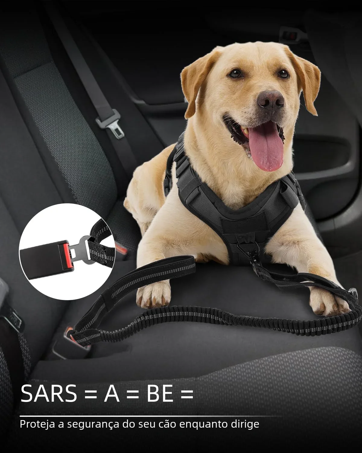Trela para Cães Médios e Grandes com Bungee Elástico e Clipe de Segurança - Imagem 6