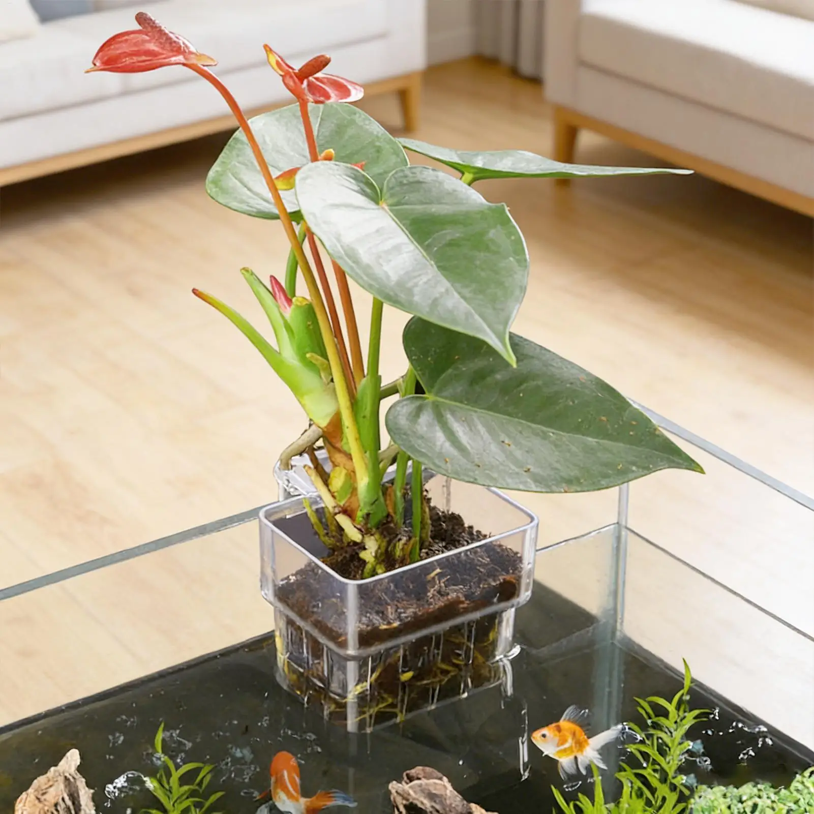 Suporte para Plantas de Aquário Transparente PP com Grade Respirável - Imagem 4