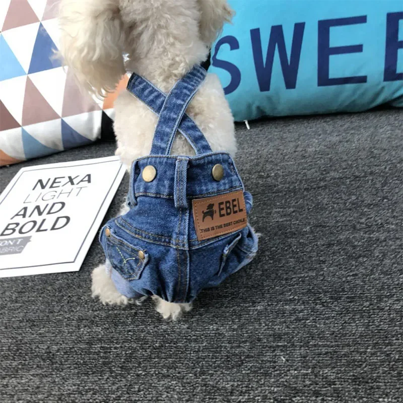 Roupa Jeans para Cães Pequenos e Médios Macacão Puppy Estilo Denim - Imagem 6