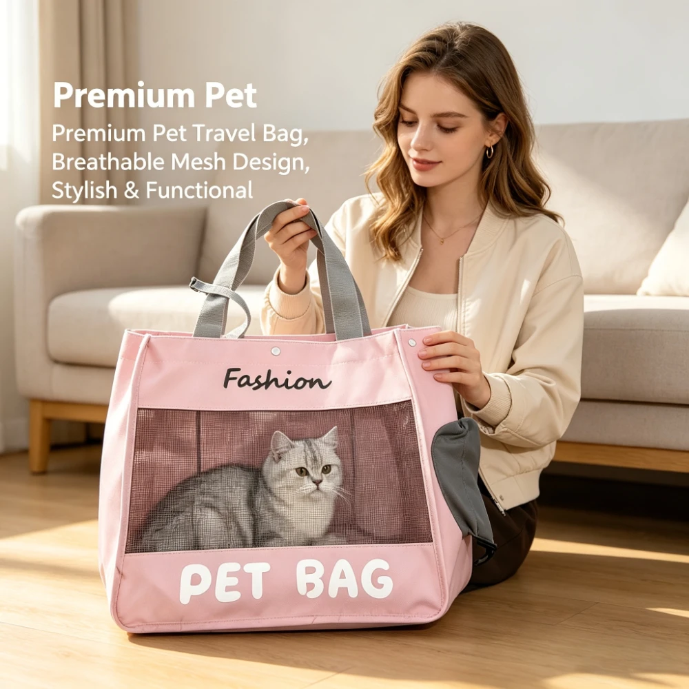 Bolsa de Transporte para Cães e Gatos de Malha Respirável Dobrável - Image 2