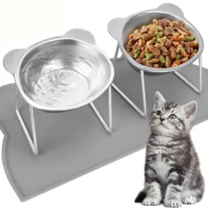 tigela inclinada para gatos de aço inoxidável