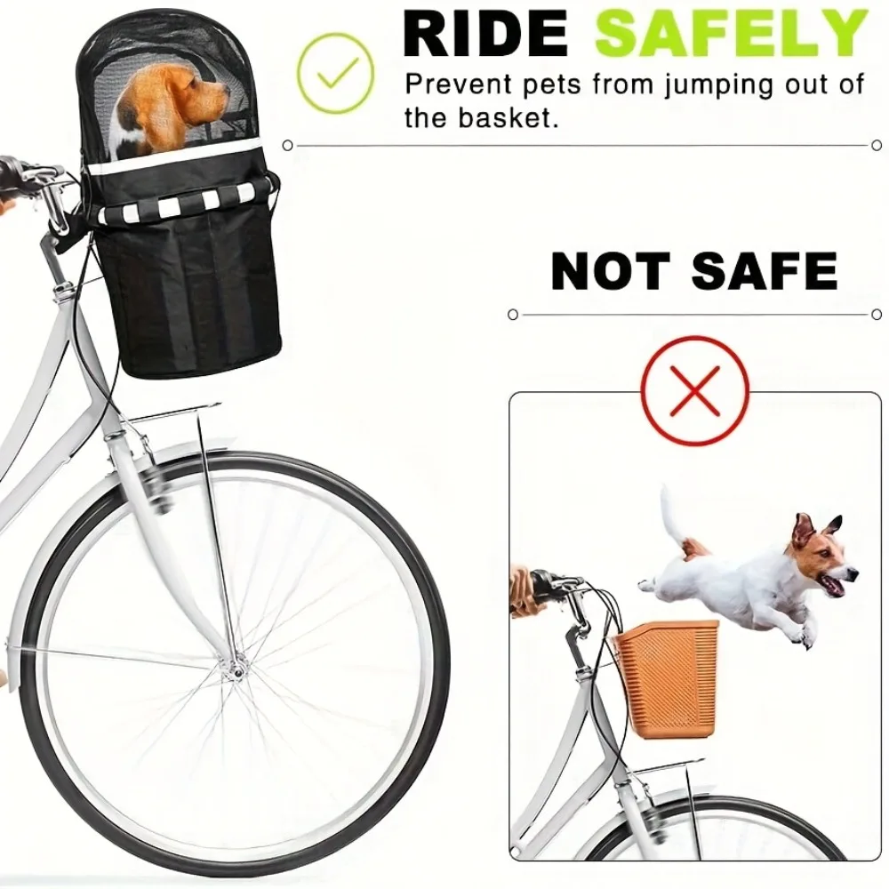 Capa para Cesta de Bicicleta para Cães com Zíper e Rede Respirável - Imagem 3