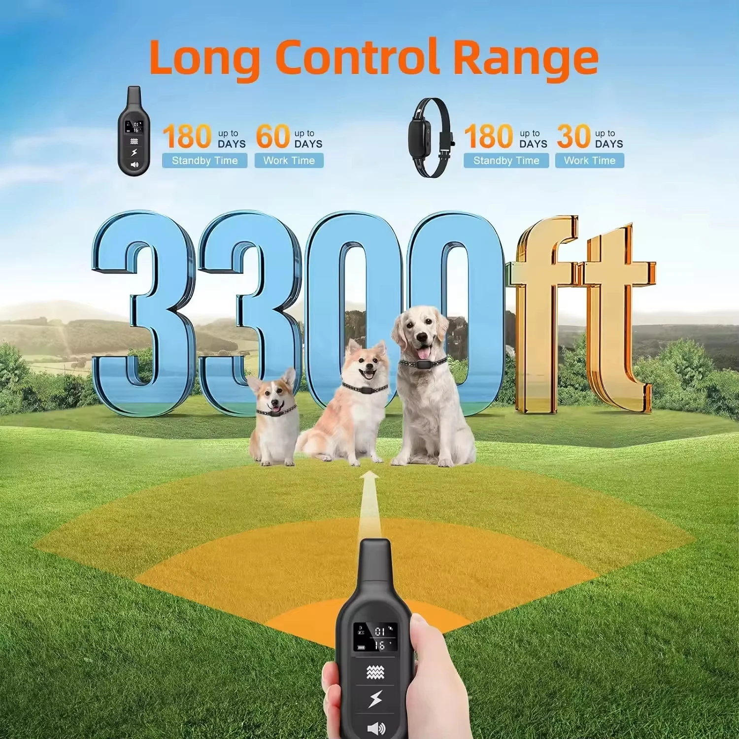 Coleira de Treinamento para Cães Paipaitek 1000m Recarregável - Image 3