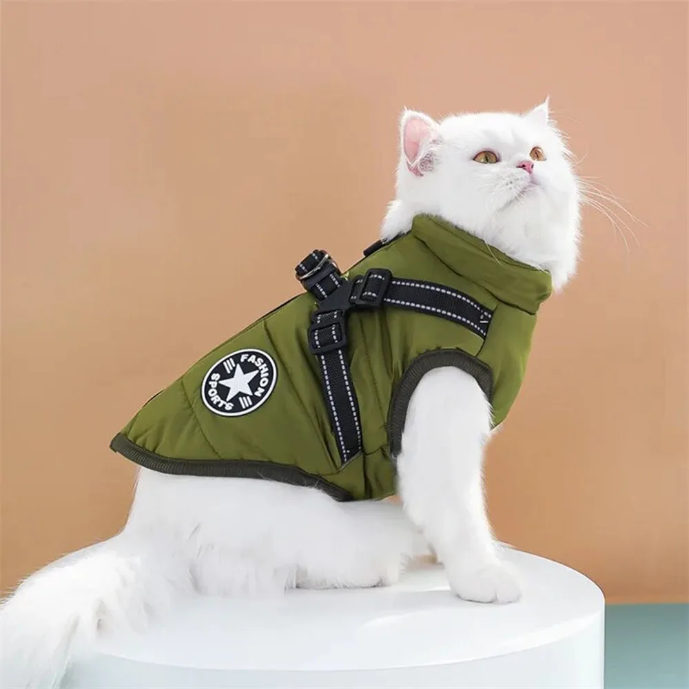 Colete de Algodão para Cães e Gatos Impermeável com Peito e Costas - Imagem 3