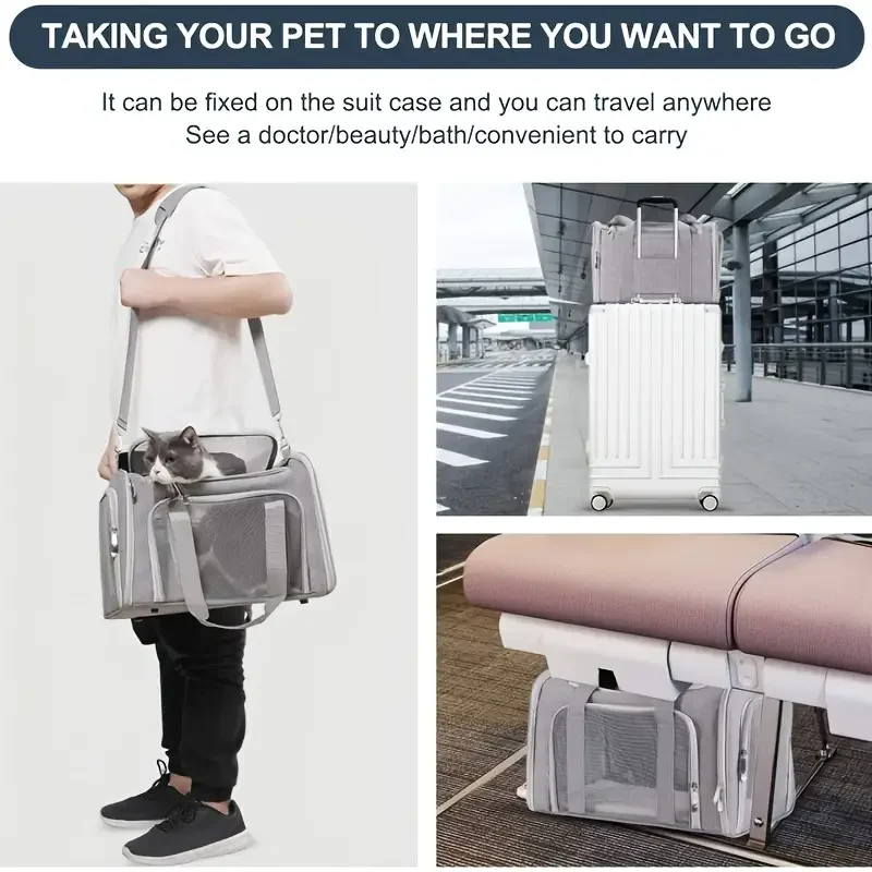 Mochila de Transporte para Cães e Gatos Pequenos Dobrável com Ventilação Lateral - Imagem 5